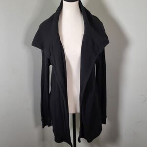 Lauren Ralph Lauren Black Label WaffleKnit Women's Black Open Front Sweater Sz S